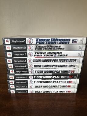 Tiger Woods PGA Tour PS2 CIB Game Lot 2001 To 2010 Tested Working
